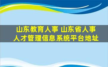 山东教育人事 山东省人事人才管理信息系统平台地址